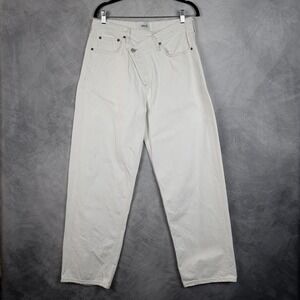 Agolde Jeans Womens 30 White Criss Cross High Rise Upsized Baggy Wide Leg Denim